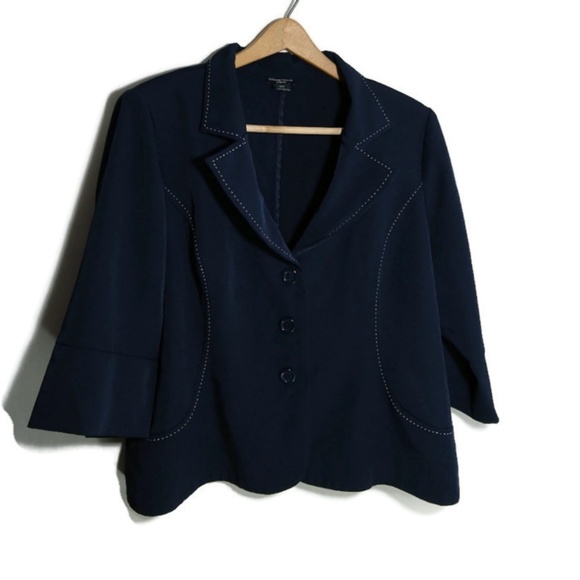 Courtenay Jackets & Coats Courtenay Navy Blazer With White Stitch